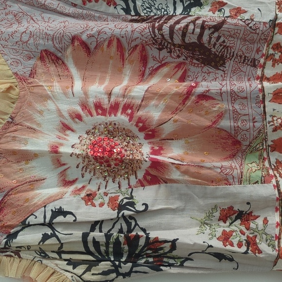 julie G. Y2K fit flare girly floral zebra sequin Sleeveless Dress - Multicolor M - Picture 5 of 11